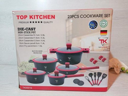 Набор посуды кованый TOP KITCHEN TK00019 черный с мраморным покрытием на 16 предметов Kitch-4 фото