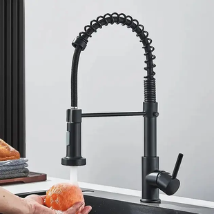 Стильный кухонный смеситель Matte Black гибкий кран с вращением потока в 360 градусов OptDropPof-M90909 фото