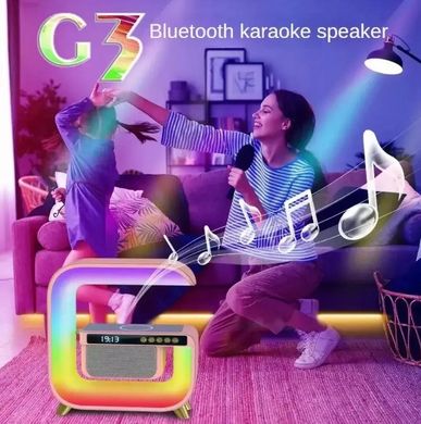 Ночник/умный светильник аккумуляторный RGB G 3 с беспроводной зарядкой 15W и Bluetooth колонкой 3W Smart Light Sound Machine 202-2388 фото