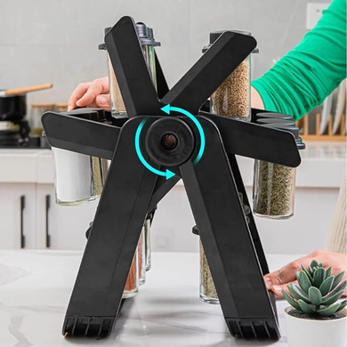 Карусель для специй 18 баночек на крутой подставке на 360&deg; Spice Rack Черный Matrix7kmPof-00008862 фото