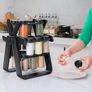 Карусель для специй 18 баночек на крутой подставке на 360&deg; Spice Rack Черный Matrix7kmPof-00008862 фото