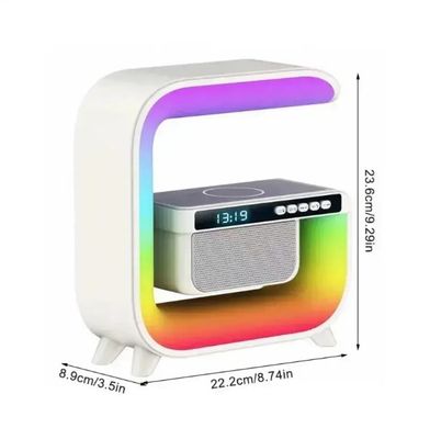 Нічний/розумний світильник акумуляторний RGB G 3 з бездротовою зарядкою 15W і Bluetooth колонкою 3W Smart Light Sound Machine 202-2388 фото