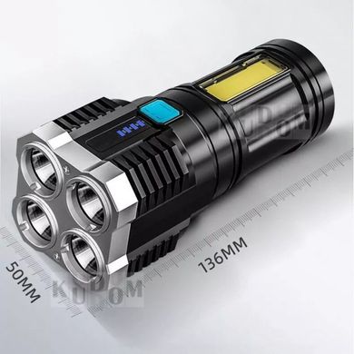 Светодиодный ручной аккумуляторный фонарь L S03 переносной LED+COB карманный фонарь USB ЮСБ 5555 фото
