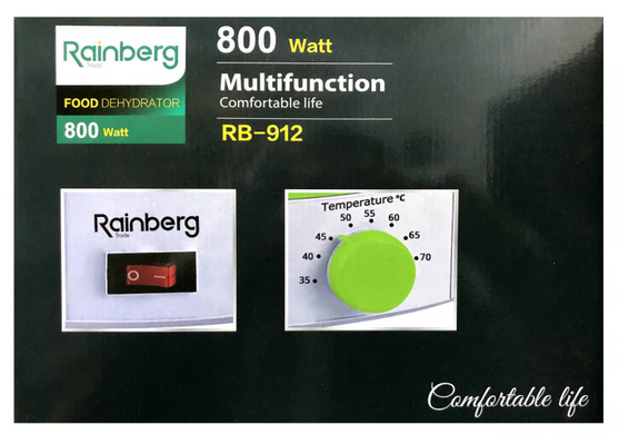 Сушилка электрическая для фруктов и овощей Rainberg RB-912 800W RainbergPof-RB-912 фото