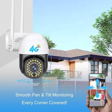 Уличная поворотная IP камера видеонаблюдения 4G 1080P 3MP FullHD с автотрекинг прожектором и датчиком движения Vener-4G-B фото
