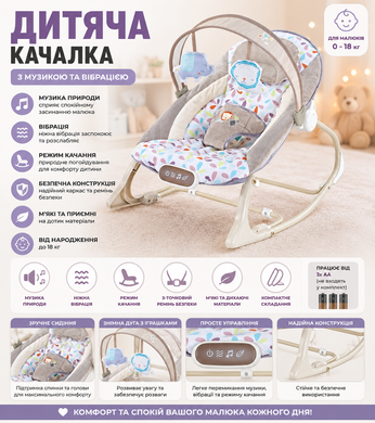 Качалка для детей (28289) (Батарейки AA 3шт, музыка природы, вибрация) MeladPof-17864 фото