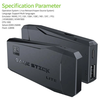 Игровая приставка Game Stick Lite 64 Gb для ТВ, 20000 игр, 4k Ultra HD, с двумя джойстиками SpartakPof-8626 фото