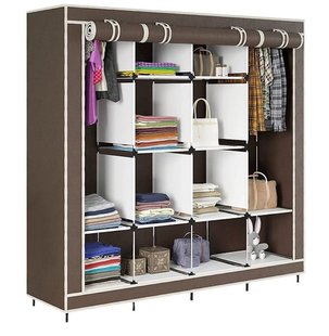 Складной тканевый шкаф Storage Wardrobe на 4 секции Коричневый DEtopik-wardrobe 88170 фото