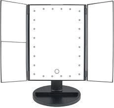 Зеркало для макияжа с LED подсветкой прямоугольное тройное чёрное rafTV-3 фото