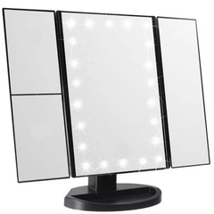 Дзеркало для макіяжу з LED підсвічуванням прямокутне потрійне чорне rafTV-3 фото