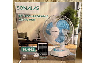 Вентилятор портативный SONALAS (SL662) (12", солн. пан., 2 LED лампы, 2 скорости, автовращение, 6Вт, USB, 9V/4500 мАч MeladPof-17200 фото