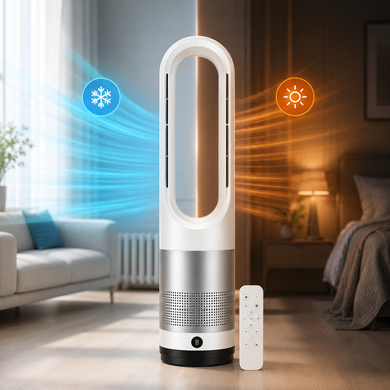 Мобільний безлопатевий вентилятор Germatic LED 1200W / Кондиціонер підлоговий 2в1 з обігрівом та охолодженням AM-018JR сенсор, пульт ДК, автоповорот 8 OptDropPof-M17380 фото