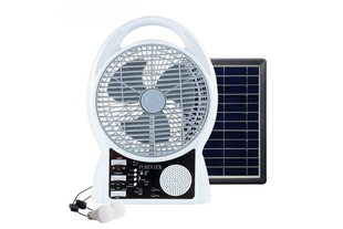 Вентилятор портативный (N288) (8", радио, солн. пан., 2 LED лампы, 2 скорости, 6Вт, Bluetooth, USB, 3.2V/5500 мАч) MeladPof-17199 фото
