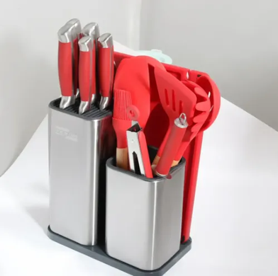 Набор ножей + кухонный набор принадлежностей и разделочная доска 17 предметов Zepline ZP-047 красный HG-ZP 047RED фото