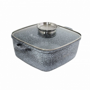 Котел UNIQUE UN-5208 6.1л (28см, квадратний, з кришкою, гранітний) MATRIX-12596 фото