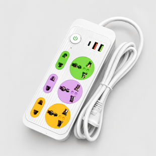 Сетевой фильтр 2м, 2500Вт, 6&times;220В, 2&times;USB, 1&times;Type, WL-1 / Удлинитель с выключателем / Фильтр-удлинитель цветной OptDropPof-2055598 фото