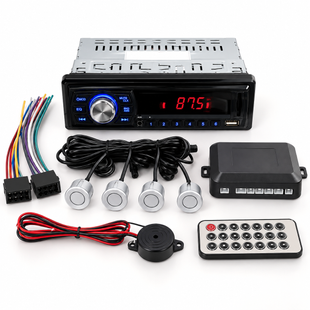 Автомагнитола 1044P + парктроник на 4 датчика / Магнитола в авто 1DIN / Автомагнитола MP3 OptDropPof-224-1044P фото