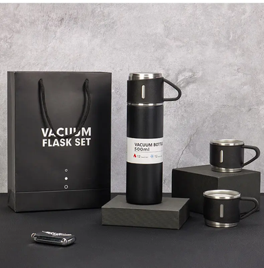 Термос с вакуумной изоляцией Подарочный набор с 3 чашкам 500 мл Vacuum flask set rafTV-6 фото