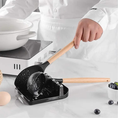 Силиконовый кухонный набор аксессуаров Kitchen Set 13 предметов (дерево+силикон) черный ZpePof-053 black фото