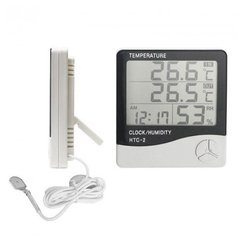 Термометр электронный с гигрометром, часами, будильником, календарём и выносным датчиком НТС-2!!!!!