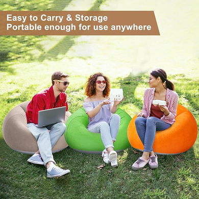 Надувное кресло-пуф Inflatable Sofa / Надувное кресло-мешок 110&times;110&times;85 см Оранжевый, бежевый, Синий, Черно-белый, зеленый Красный OptDropPof-G6820 фото