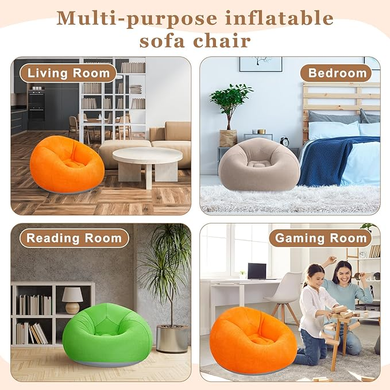 Надувное кресло-пуф Inflatable Sofa / Надувное кресло-мешок 110&times;110&times;85 см Оранжевый, бежевый, Синий, Черно-белый, зеленый Красный OptDropPof-G6820 фото