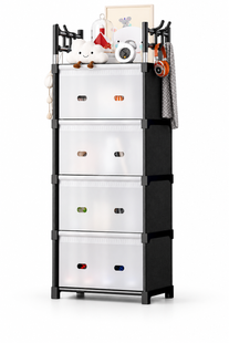 Комод детский пластиковый WFB05D 42x29x140 см / Узкий сборный шкаф-органайзер с 4 ящиками и верхней полкой / Стеллаж-этажёрка OptDropPof-GD-078 фото