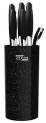 Набор ножей для кухни с подставкой Zepline ZP-046 7 предметов кухонные ножи и подставки черный HG-ZP-046BLACK фото