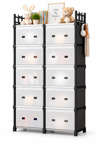 Комод дитячий пластиковий WFB006S 81x29x170 см / Широкий збірний шафа-органайзер на 10 ящиків з верхньою полицею / Шафа-стелаж OptDropPof-GD-082 фото