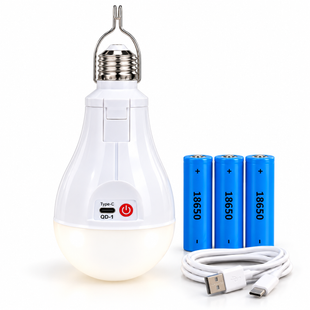 Акумуляторна LED-лампа Type-C 30 Вт E27 / Автономна лампочка в патрон 3 АКБ&times;18650 OptDropPof-Jam2081 фото