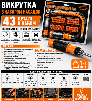 Набор головок и бит в блистере 94158 43 предмета MeladPof-16648 фото