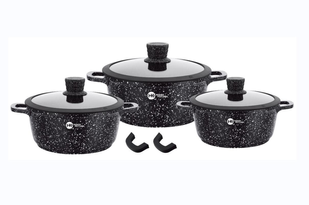 Набор кастрюль с гранитным покрытием и силиконовыми крышками Higher Kitchen НК 325 8 предметов Черный ZPshkaPof-НК-325 8 black фото