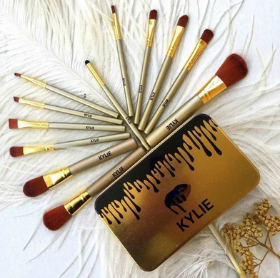 Профессиональный набор кистей для макияжа Kylie Jenner Make-up brush Gold set 12 шт JumpexPof-13880 фото