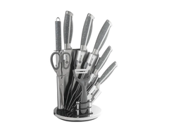 Набор кухонных ножей Zepline ZP-027 с подставкой нержавеющая сталь с точилкой гранитные вставки Серый HG-ZP-027GREY фото
