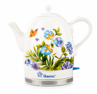 Керамический электрочайник Domotec MS 505 / Дисковый электрочайник 1.7л. / Чайник с керамическим корпусом с цветами Белый Matrix7kmPof-SMS5056 фото