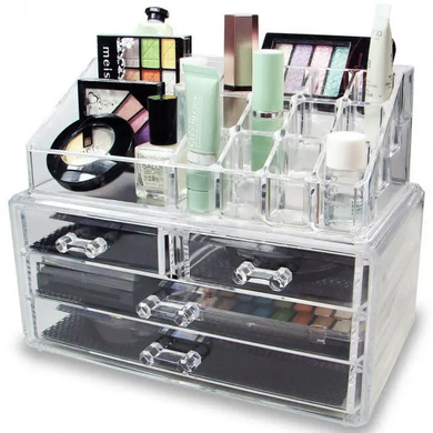 Акриловий органайзер для косметики із дзеркалом Cosmetic Storage Box CX-8702 rafTV-10 фото