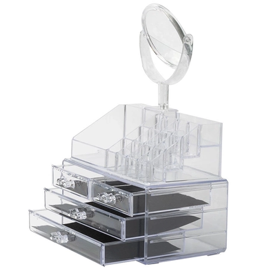 Акриловий органайзер для косметики із дзеркалом Cosmetic Storage Box CX-8702 rafTV-10 фото