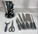 Набір кухонних ножів Zepline ZP-027 із підставкою нержавіюча сталь із точилкою гранітні вставки Сірий HG-ZP-027GREY фото 4