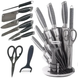 Набор кухонных ножей Zepline ZP-027 с подставкой нержавеющая сталь с точилкой гранитные вставки Серый HG-ZP-027GREY фото 3