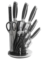 Набор кухонных ножей Zepline ZP-027 с подставкой нержавеющая сталь с точилкой гранитные вставки Черный HG-ZP-027BLACK фото