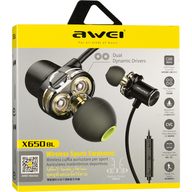 Наушники Stereo Bluetooth Headset Awei X650BL Sport Black LambixPof-X650BL фото