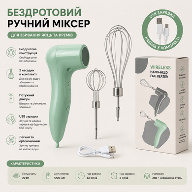 Міксер електричний ручний на USB / Кухонний бездротовий міксер на акумуляторі / Шейкер 3,7 Вт OptDropPof-S-Hand-Held фото