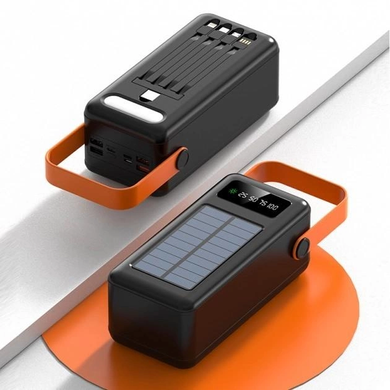 Мощный Power Bank 50000mAh на солнечных батареях быстрая зарядка телефона кабель 4в1 Павербанк Solar + фонарик delta-13 фото