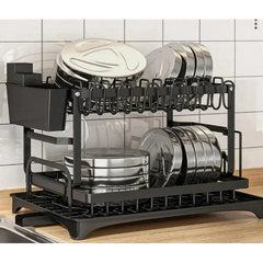 Инновационная сушилка для посуды с автоматическим сливом — нержавеющая — двухуровневая нержавеющая сталь Venara-VENH7 фото