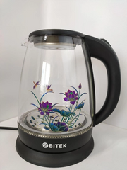 Чайник електричний скляний з підсвічуванням 1,8 л. BITEK BT-3111 чорний BITEK-3111 фото