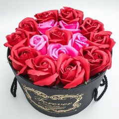 Подарунковий набір мильних троянд Forever I love you в капелюшної коробки Червоний yakov-9875321 фото
