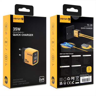 Home Charger 35W GaN Digital Display PD+QC Veron TC-35 Kmt5Pof-000078445 фото