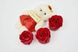 Подарунковий набір з ведмедиком і три троянди з милом в коробці у формі серця червоний yakov-84948294 фото 2