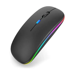 Беспроводная бесшумная мышь BauTech Со светодиодной RGB подсветкой аккумуляторная Bluetooth + 2.4 ГГц тихая venera-VEN274 фото
