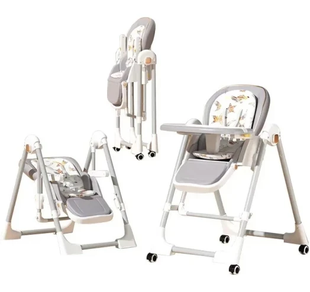 Стульчик для кормления BabyChair с регулируемой спинкой и столиком, шезлонг, колеса, складной JumpexPof-3223 фото